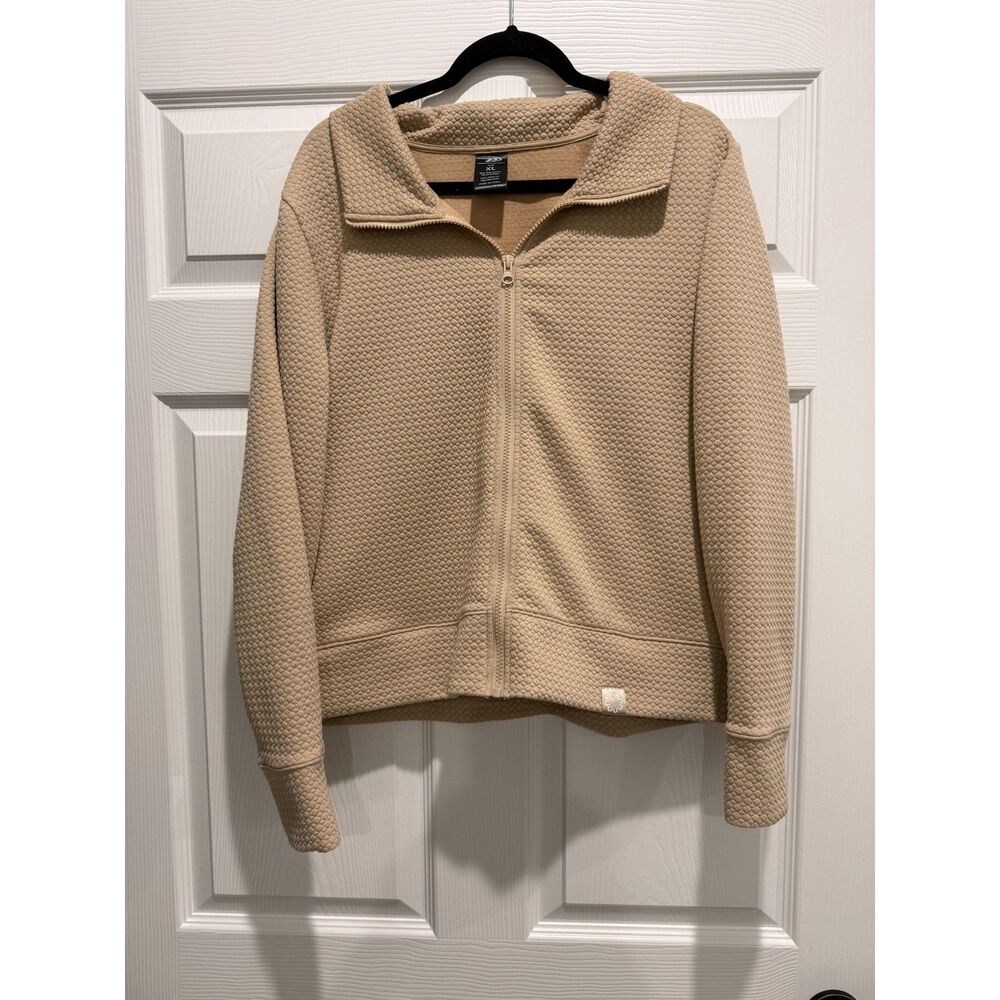 Pro Player Tan Quilted Diamond Pattern Full Zip Fleece Jacket XL